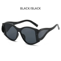 Lunettes de soleil punk futuristes noires avec monture aérodynamique en forme d'aile - Noir/Noir