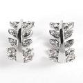 Elegant silver leaf earrings with sparkling cubic zirconia stones in a natural design - Alloy Silver