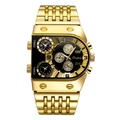 Gold Oulm multi-timezone quartz watch with irregular black dial and metal strap - Gold Black