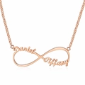 Collar de nombre infinito en oro rosa personalizado con los nombres Daniel y Tiffany - Collar Infinito de Nombres Dobles / Oro rosa