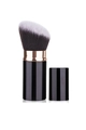 Tragbarer schräger Make-up-Pinsel mit schwarzen Fasern und roségoldener Hülse und Kappe - Großer Schrägkopfstil / Schwarz