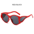 Lunettes de soleil punk avec monture rouge en forme de flamme et verres noirs audacieux - Rouge & Noir
