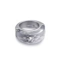 Minimalistischer Ring aus Edelstahl mit großem, geometrisch facettiertem Klarkristall - US 7 / Grau (KR44968-K)