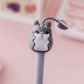 Cute gray and white cartoon hamster themed gel pen with small tail detail on pink background - Grey Chinchilla