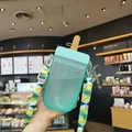 Gourde créative en forme d'esquimau vert menthe avec bandoulière à motifs colorés - 300ml / Bleu Ciel