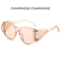 Lunettes de soleil papillon surdimensionnées champagne avec montures punk tendance - Champagne/Champagne