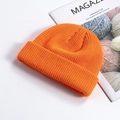 Vibrant orange knit beanie for men and women featuring double-layered cuff and ribbed texture - One Size / Orange Red