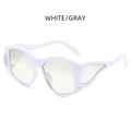 Avant-garde punk sunglasses with white flame wing frame and classic gray lenses - White / Grey