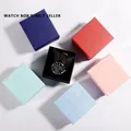 Square textured flip-top watch gift boxes in six colors including mint and pink - Exquisite Watch Box