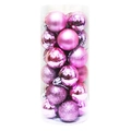 Pink Christmas ball ornaments set with matte, glossy, and glitter textures in a clear tube - 3cm Pink