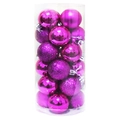 Set of purple Christmas ball ornaments in shiny and glitter finish in transparent tube - 3cm Rose Red