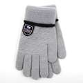 Winter knitted five-finger kids gloves in grey with classic fashion shield badge - 9-14 Years (Y207241) / Light Gray