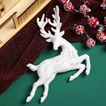 Addobbo natalizio a forma di renna bianca glitterata con lustrini per decorare l'albero - Cervo 3D Bianco Glitterato