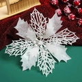 Fiore decorativo bianco scintillante per albero di Natale con glitter e design cavo - Fiore Bianco Glitterato