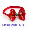 Christmas red snowflake bow tie for large dogs with adjustable buckle and snowman pattern - Large Dog Christmas Red Grosgrain Bowtie (VN085-大狗-2)
