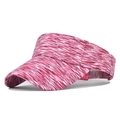 Close-up of pink and white marbled texture fabric on women's sun visor brim - Rose Red Space-Dye