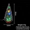 Detailed specs of 30cm mini LED cedar Christmas tree with snow effect and wood base - Colored Light Style / 30cm