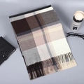 Klassischer karierter Schal in Kaffee und Beige mit weichen Fransen für den Winter - Beige Dicke Streifen
