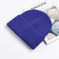 Classic royal blue thick knit beanie hat with cuff design for outdoor winter warmth - Sky Blue