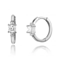 Elegante s925 Silber Creolen mit quadratischem Zirkonia und minimalistischem Design - Silber