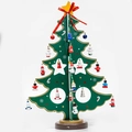 DIY Wooden Christmas Tree Desktop Ornament with Green Finish and Miniature Ornaments - Large / Green
