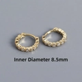 Golden S925 sterling silver huggie earrings with CZ stones and 8.5mm inner diameter - 8.5mm Golden Color White Zircon
