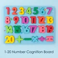 Educational wooden number puzzle board with figures 1-20 and math signs for early learning - 1-20 Numbers Board