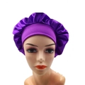 Deep purple elastic wide-brimmed satin hair bonnet for women sleeping hair care - One Size / Purple