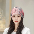 Women's red floral and butterfly print slouchy beanie hat for chemotherapy or postpartum - M (56-58cm) / Rust Red Colorful Butterfly