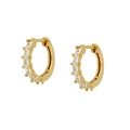 Elegant gold hoop earrings with rectangular cubic zirconia stones in a minimalist design - Platinum
