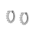 S925 silver hoop earrings featuring rectangular cubic zirconia in a silver finish - White Silver