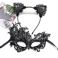 Détails du serre-tête oreilles de chat en dentelle noire et masque sur fond blanc - Serre-tête + Masque de Phénix