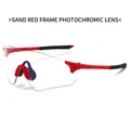 Sand red cycling glasses with photochromic transparent lenses and black frame - Matte Red Frame / Clear To Gray Photochromic Lens