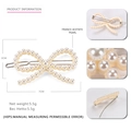 Elegante fermaglio per capelli a fiocco con perle bianche, accessorio in acetato 7cm - Bianco Sporco