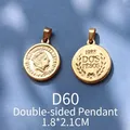 Doppelseitiger 18K vergoldeter Münzanhänger mit Elizabeth II und Dos Pesos Reliefdekor - Doppelseitiger 1988 Pesos Münzstil (D60)