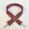 Detailed view of leopard print bag strap with adjustable gold buckles on white background - Pattern 46 Gold Clasp
