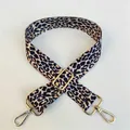 Leopard print wide bag strap with gold metal buckles on a white background - Pattern 48 Gold Clasp