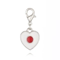 Silver heart pendant with red and white enamel charm and lobster clasp - Japan