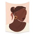 Arazzo bohémien minimalista con silhouette femminile astratta e orecchini dorati - LC-06 (Ritratto Astratto) / 73X95CM (Peluche Corto)