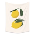 Bohemian tapestry featuring hand-painted yellow lemons and green leaves on white fabric - Lc-04 / 73X95CM (Brushed Fabric)