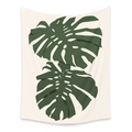 Bohemian monstera leaf tapestry wall hanging in cream fabric with green plant pattern - Lc-11 / 73X95CM (Brushed Fabric)