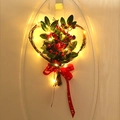 Ghirlanda di Natale a forma di cuore con bacche rosse, stella e calde luci a LED - Foglia Inversa Bacca Rossa Cuore-Con Luce