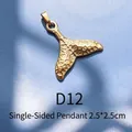 Golden whale tail pendant with textured surface 18k gold plated stainless steel 2.5cm - D12 Gold Textured Large Fish Tail