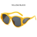 Punk style flame-shaped sunglasses with yellow frame and black lenses for parties - Yellow/Black