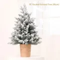 Mini árbol de Navidad artificial de PE de 90 cm con efecto nieve y base de madera natural - Árbol de PE Con Nieve (90CM)