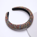 Gepolstertes Samtstirnband mit bunten Strasssteinen im modischen Vintage Barock Stil - Bunt
