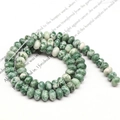 Macro view of green and white marble pattern abacus beads for DIY jewelry making - 4*6mm 1 Strand (Approx 90pcs) / Blue Spot Jasper