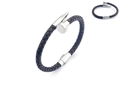 Pulsera trenzada de cuero marrón con cierre de acero inoxidable en forma de clavo - Marrón (KB109001-K)