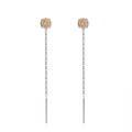 Elegant S925 sterling silver threader earrings with champagne cubic zirconia tassels - 4-Claw Champagne Zirconia