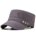 Dunkelgraue Army-Cap mit Vintage-Sternenknöpfen und Belüftungsösen für Herren und Damen - Verstellbar / Grau